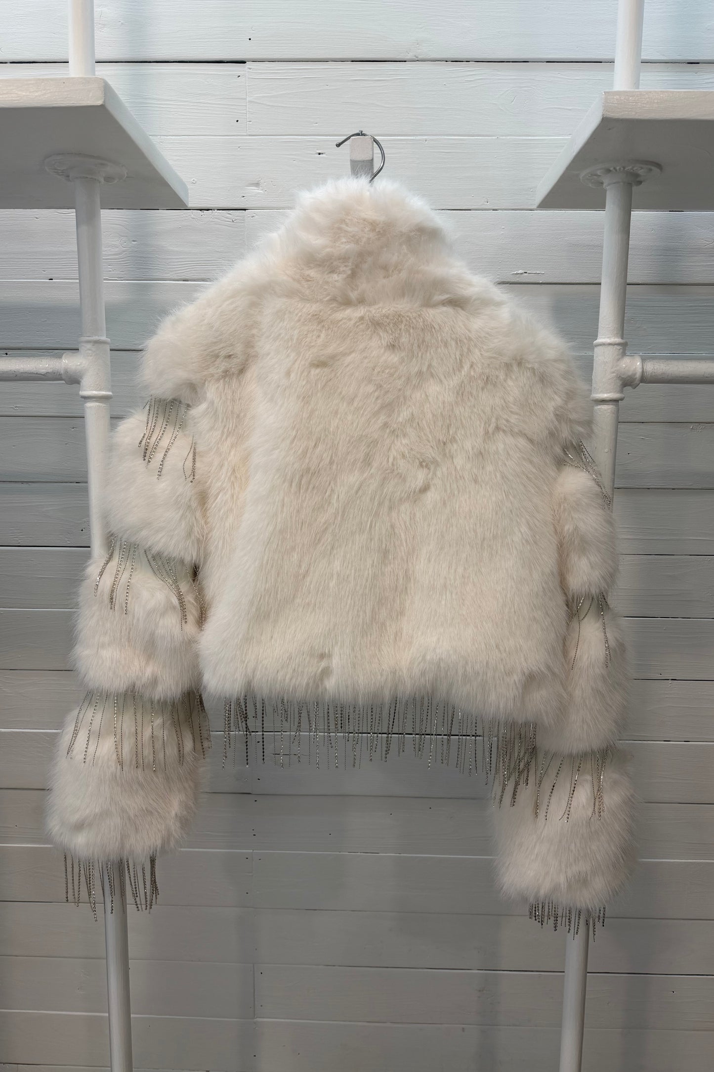 Ecopelliccia con frange gioiello