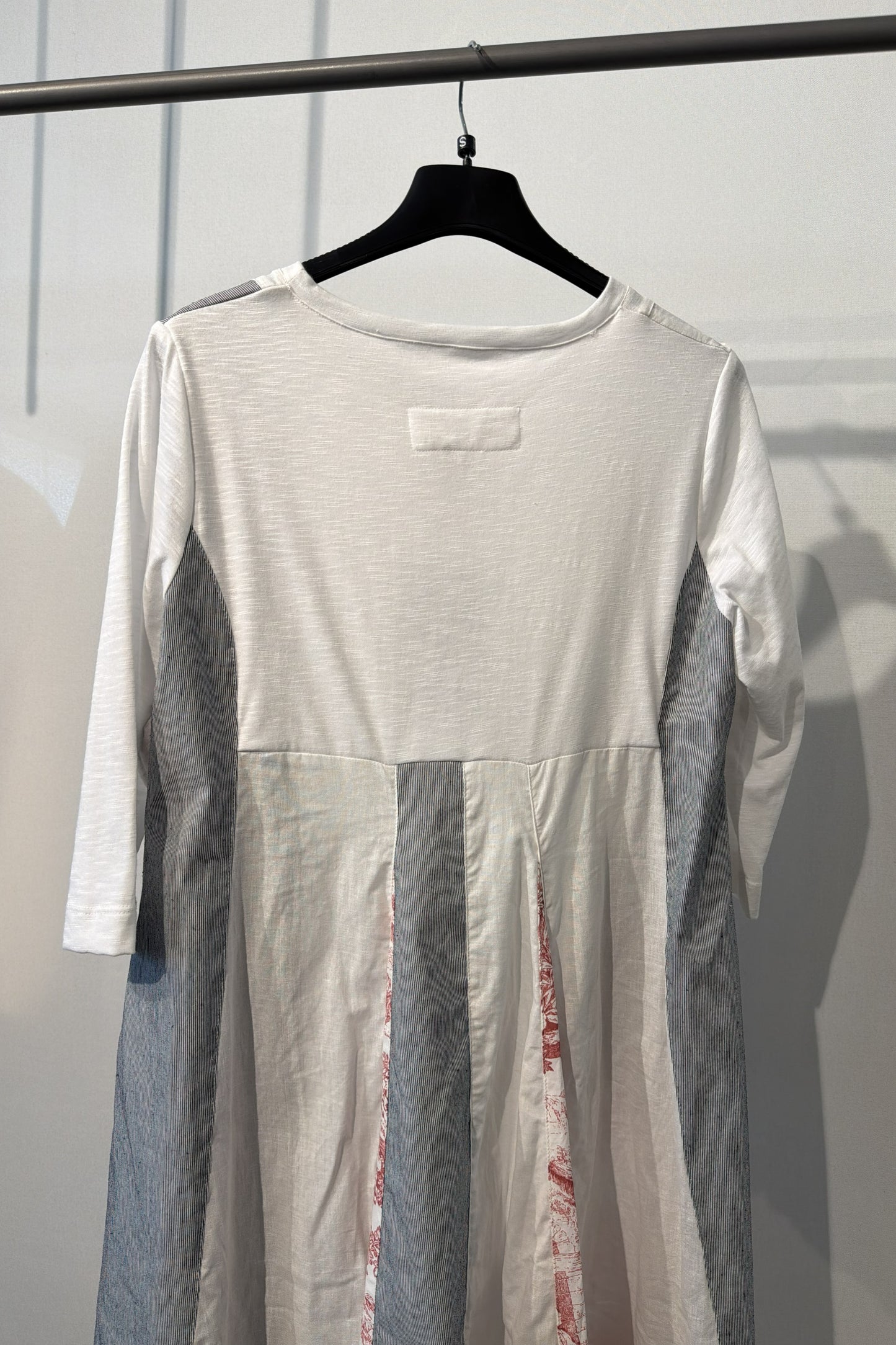 Abito lungo patchwork in lino e cotone