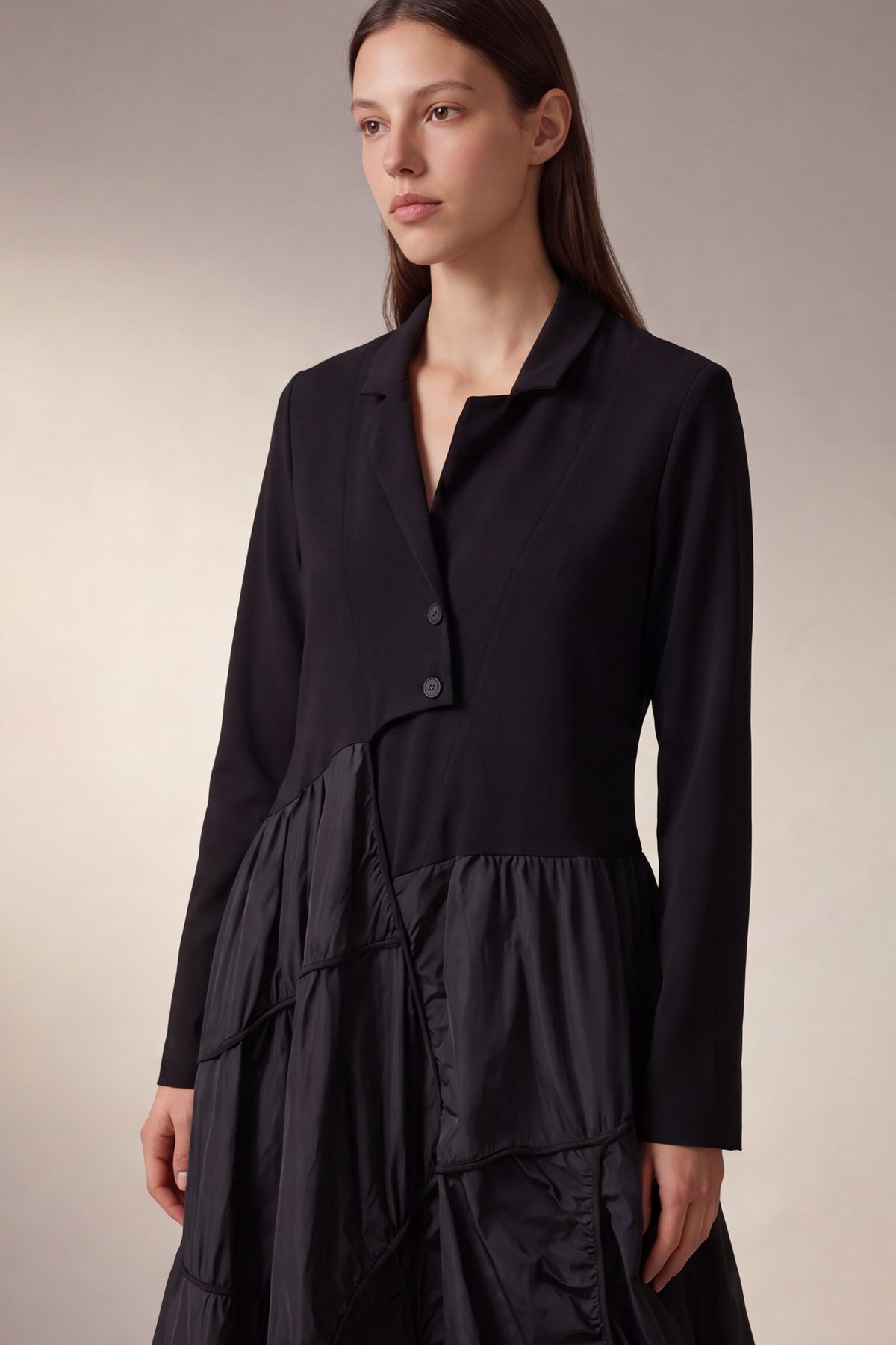 Abito Lungo con Corpino Blazer e Gonna Tecnica
