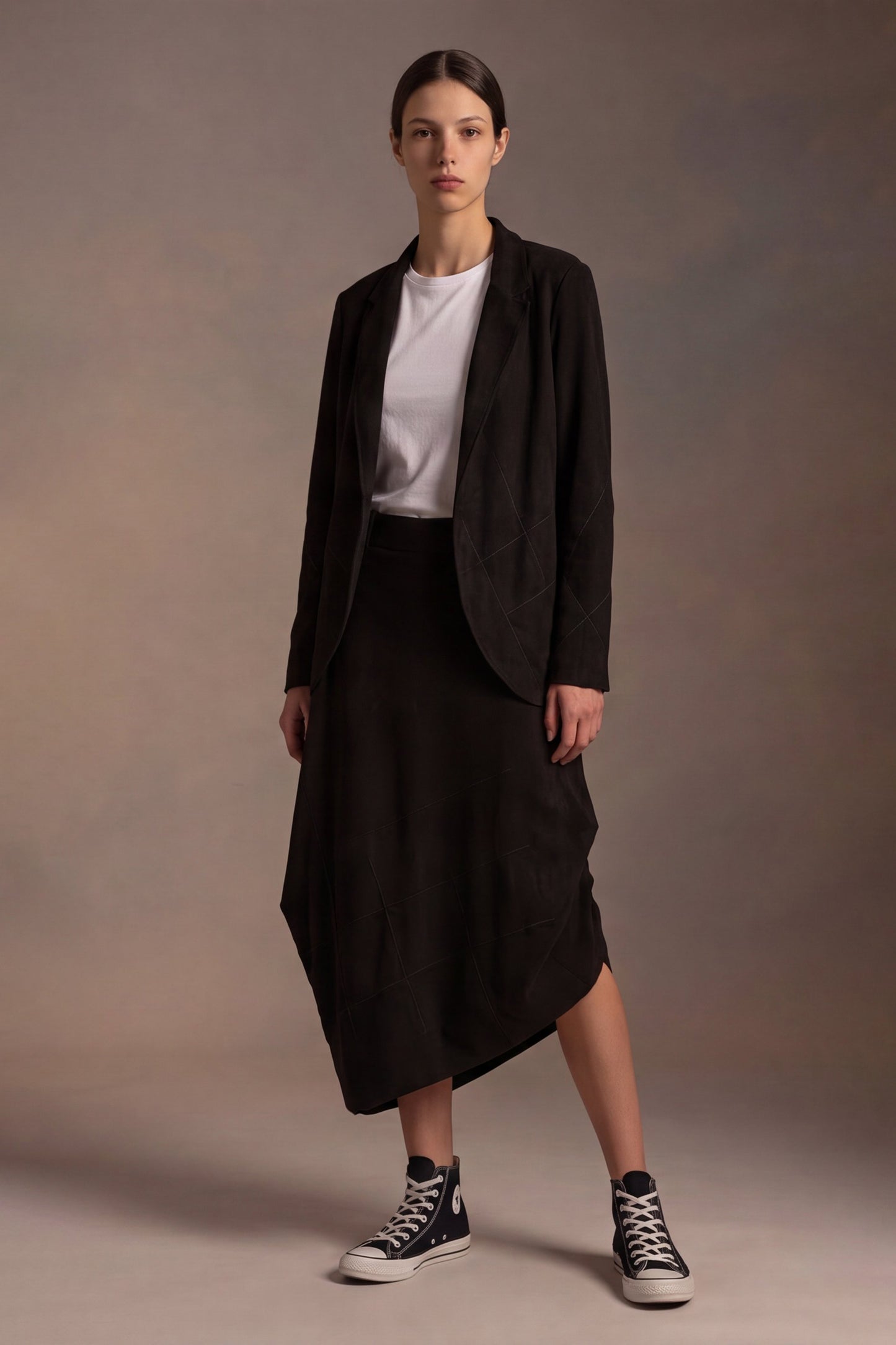 Blazer Aperto con Impunture Decorative