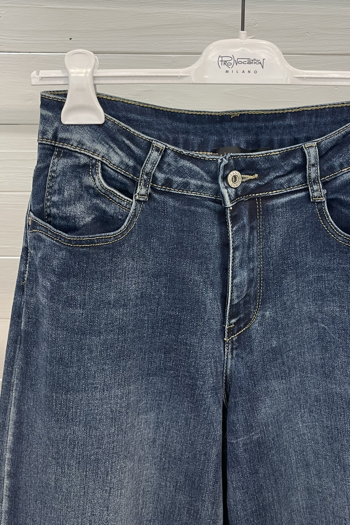 Jeans denim a gamba larga