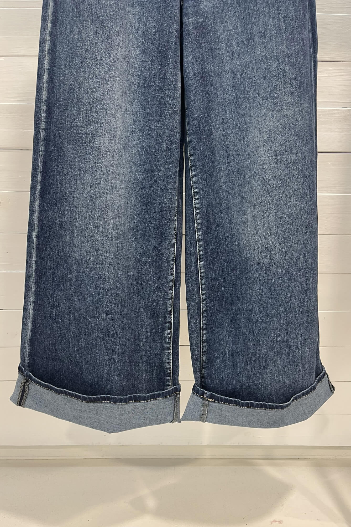 Jeans denim a gamba larga