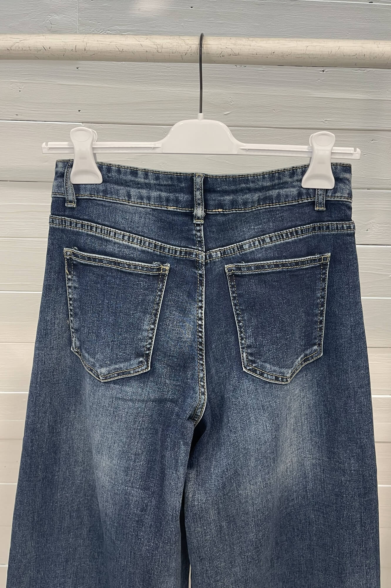 Jeans denim a gamba larga