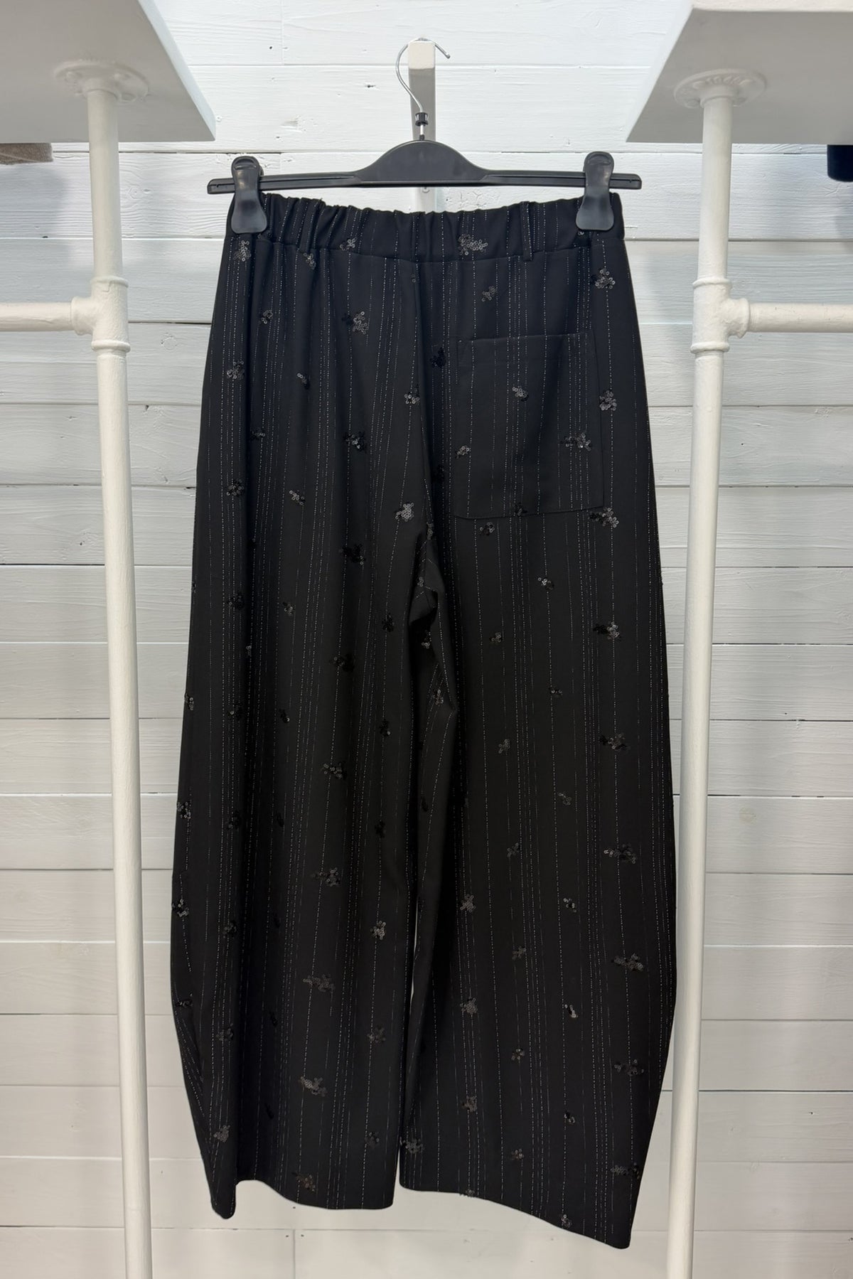 Pantalone a Ovetto Gessato con Paillettes