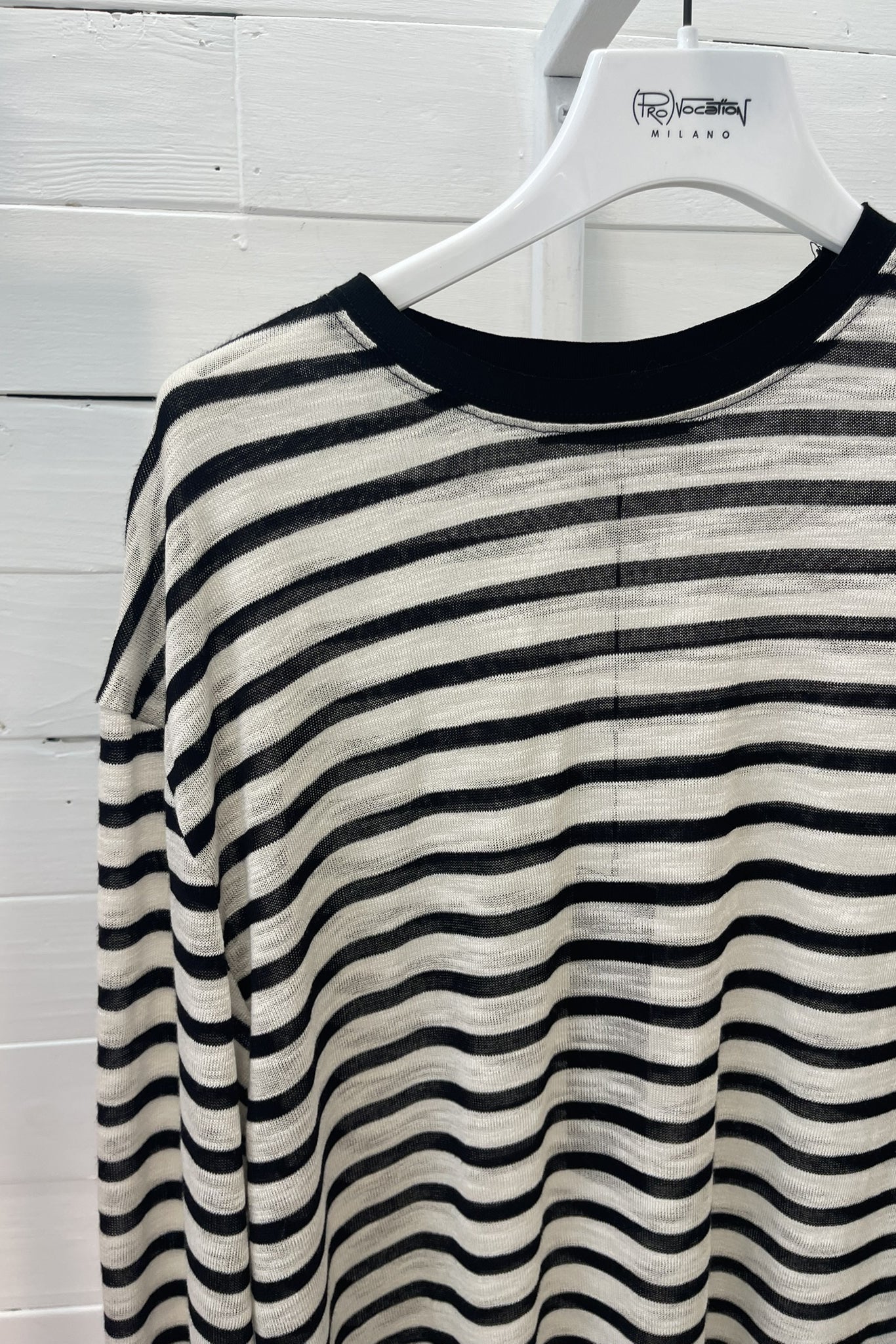 Maglia viscosa garzata a righe