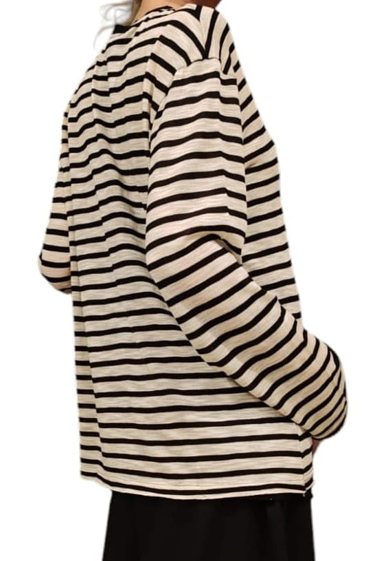 Maglia viscosa garzata a righe