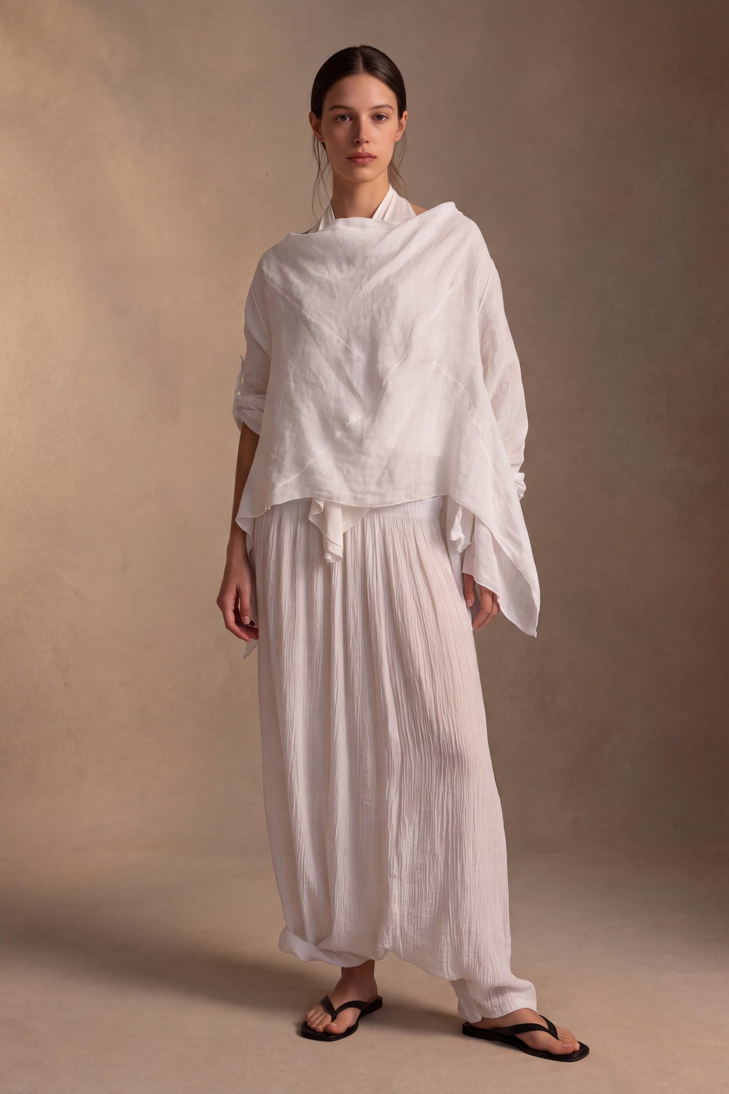 Pantalone Harem in Viscosa Effetto Crêpe