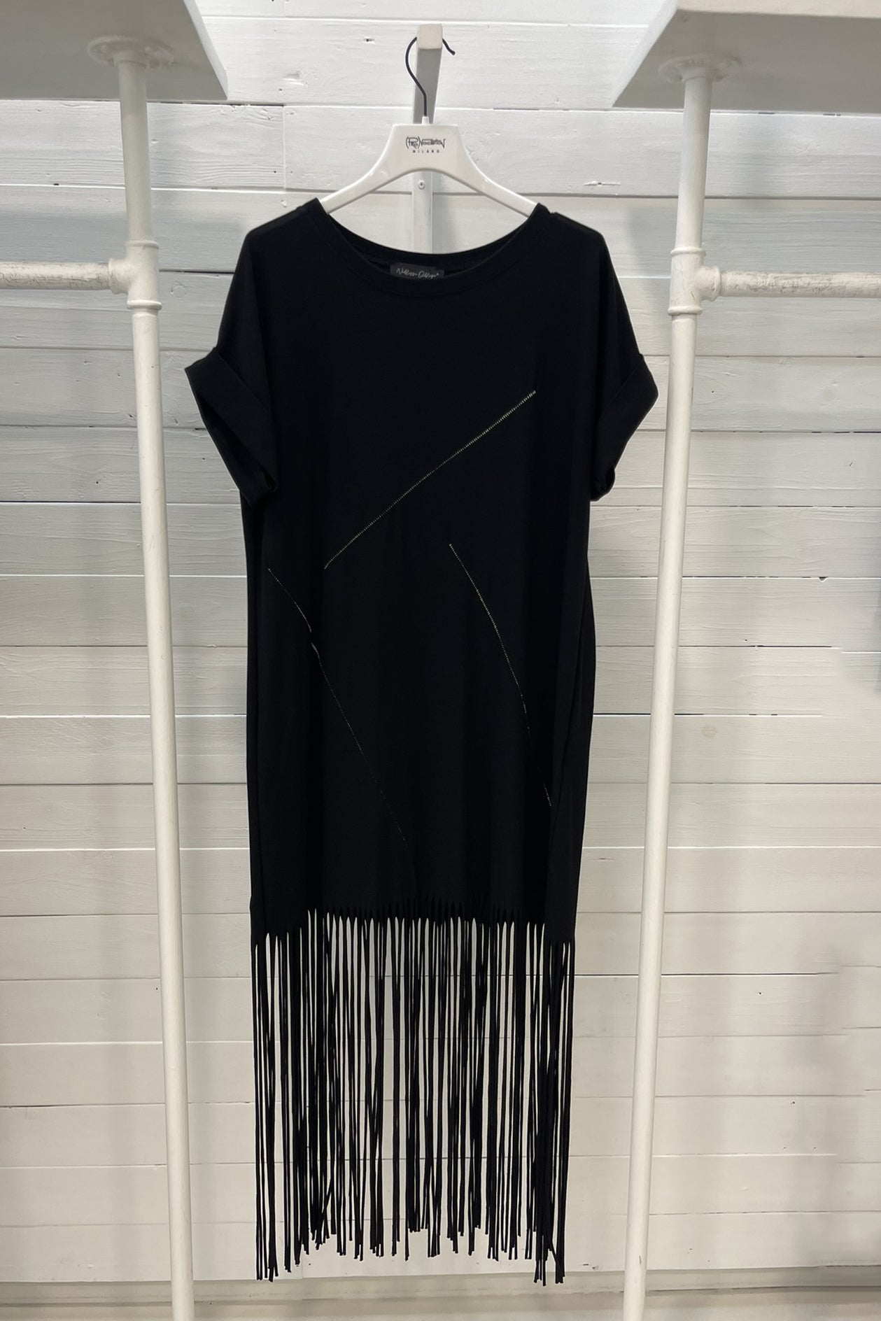 Abito t-shirt con frange
