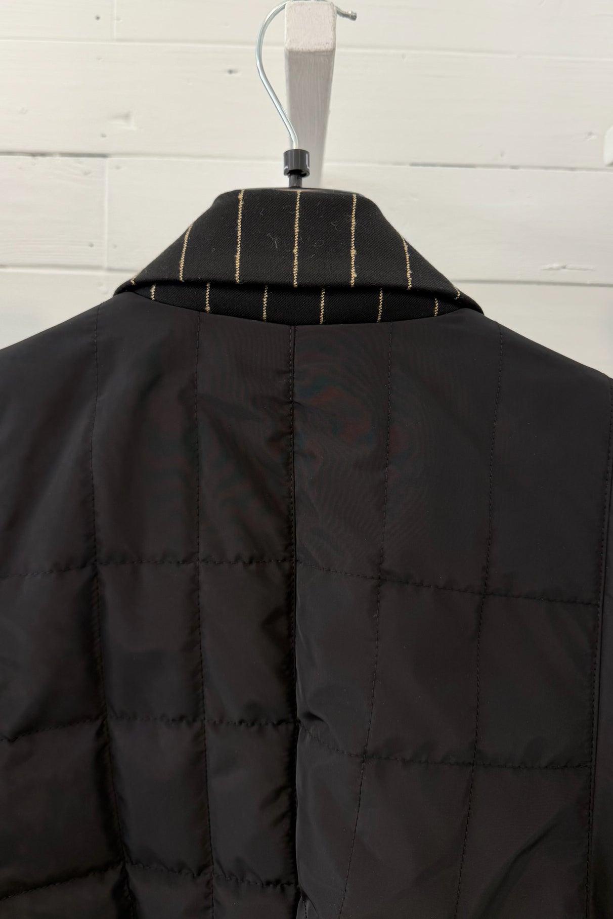 Giacca Piumino Patchwork con Inserto Gessato