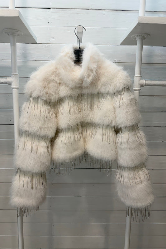 Ecopelliccia con frange gioiello