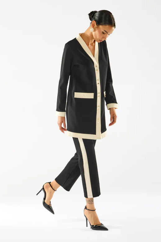 Cardigan/abito con bordi a contrasto