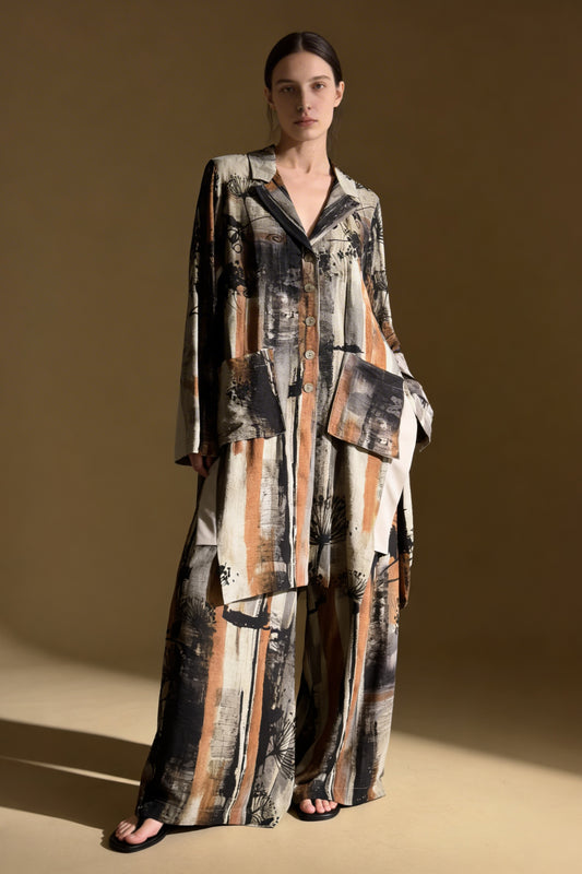 Pantalone ampio stampa artistica