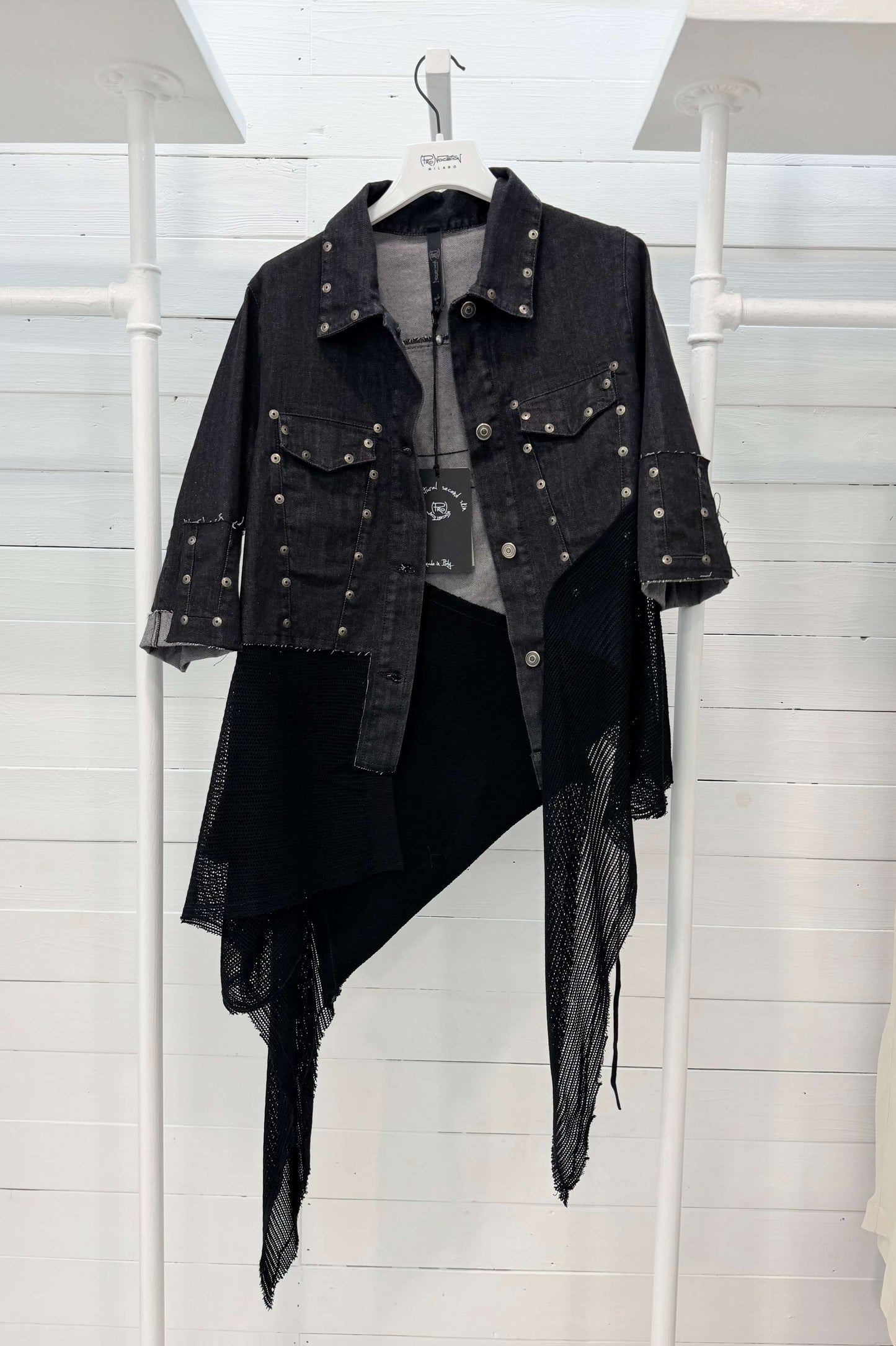 Giacca denim con inserti in rete