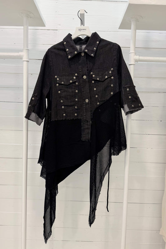 Giacca denim con inserti in rete