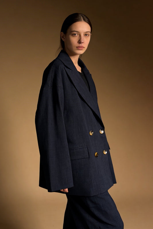 Blazer doppiopetto in tessuto fluido