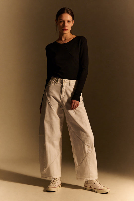 Pantalone Wide Leg con Tagli Geometrici