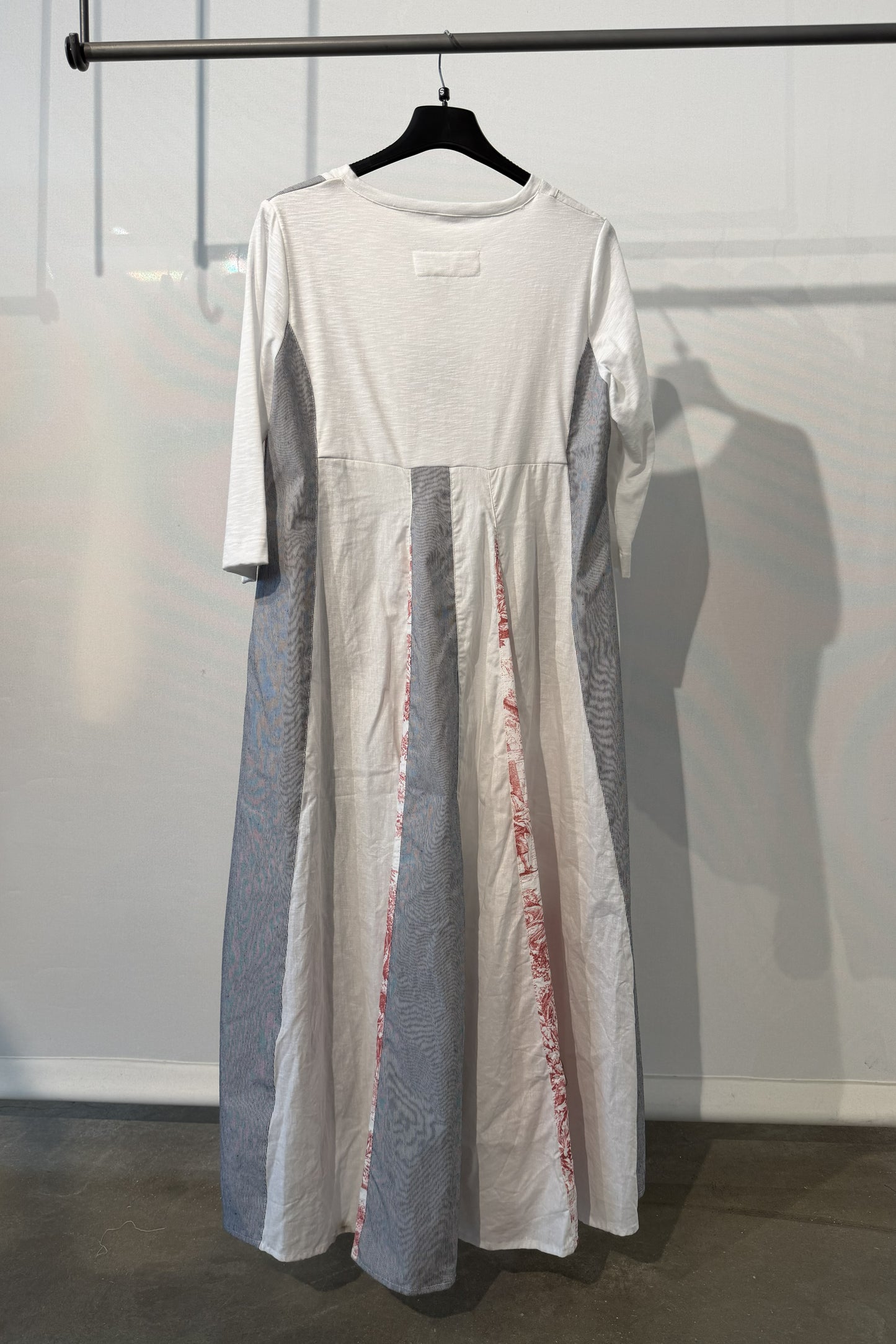 Abito lungo patchwork in lino e cotone