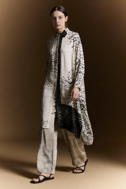 Chemisier fluido patchwork stampa grafica