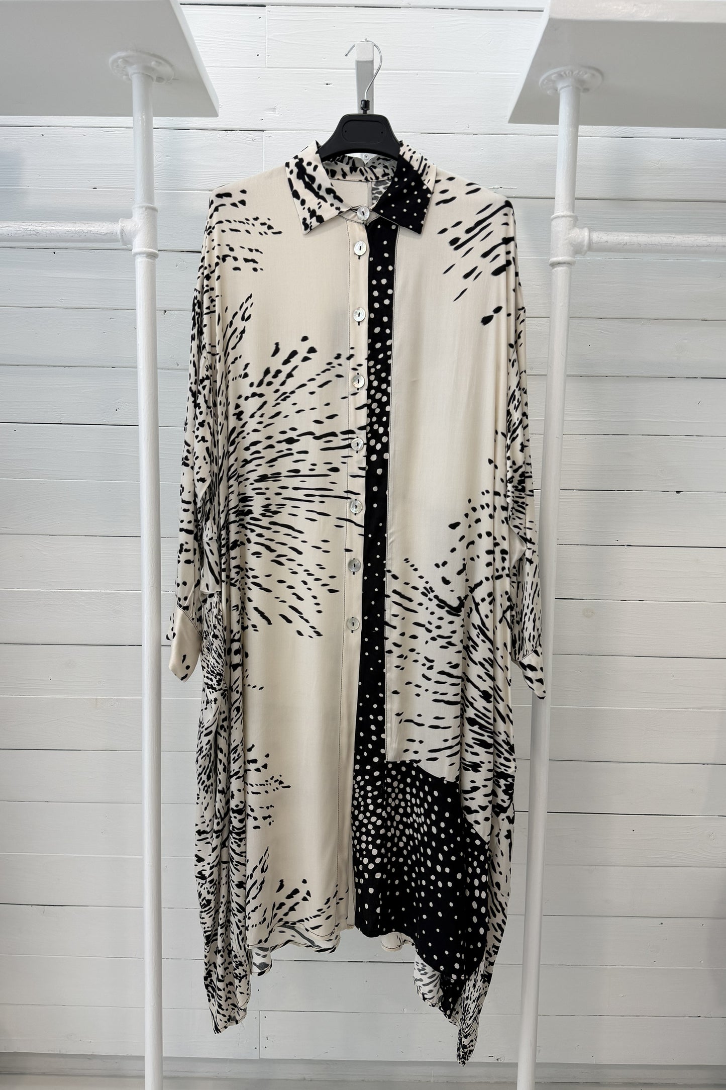 Chemisier fluido patchwork stampa grafica