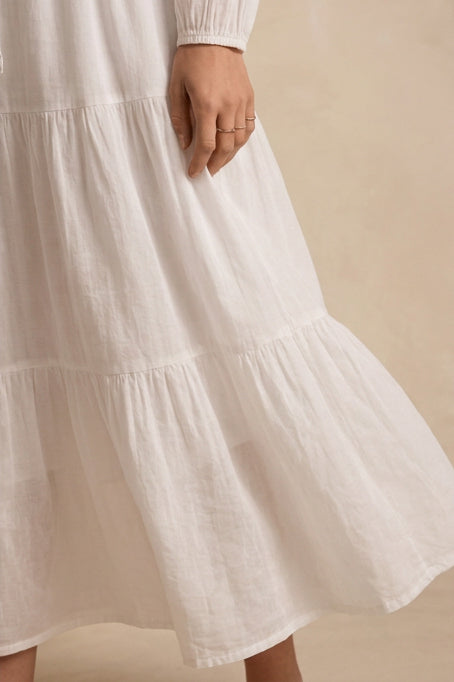 Abito lungo in cotone con coulisse