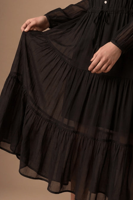 Abito lungo in cotone con coulisse