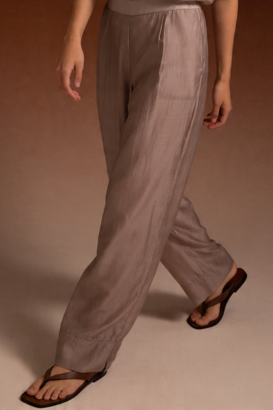 Pantalone fluido doppio tessuto