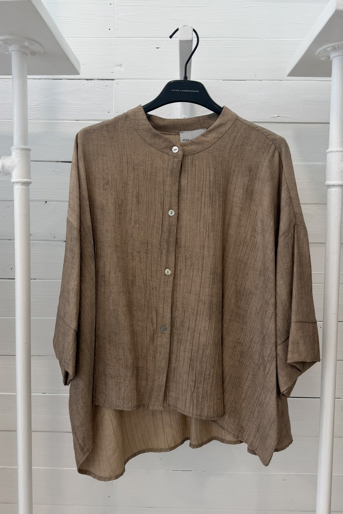 Camicia ampia stampa effetto lino