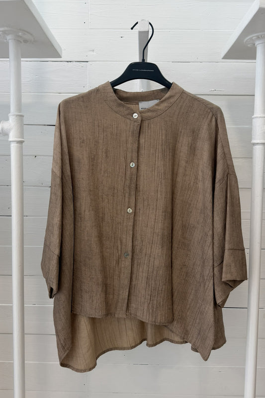 Camicia ampia stampa effetto lino