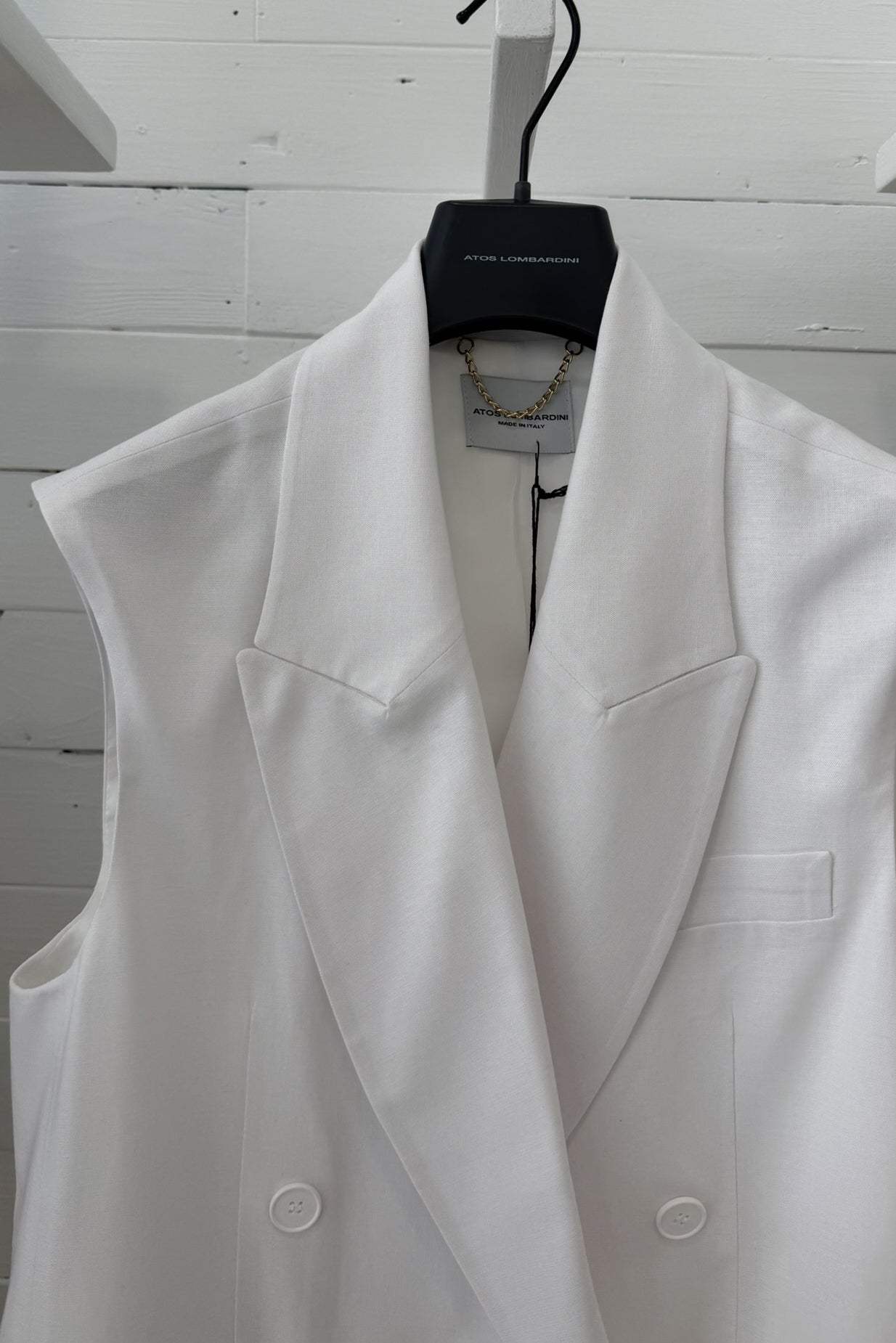 Gilet doppiopetto in lino e viscosa