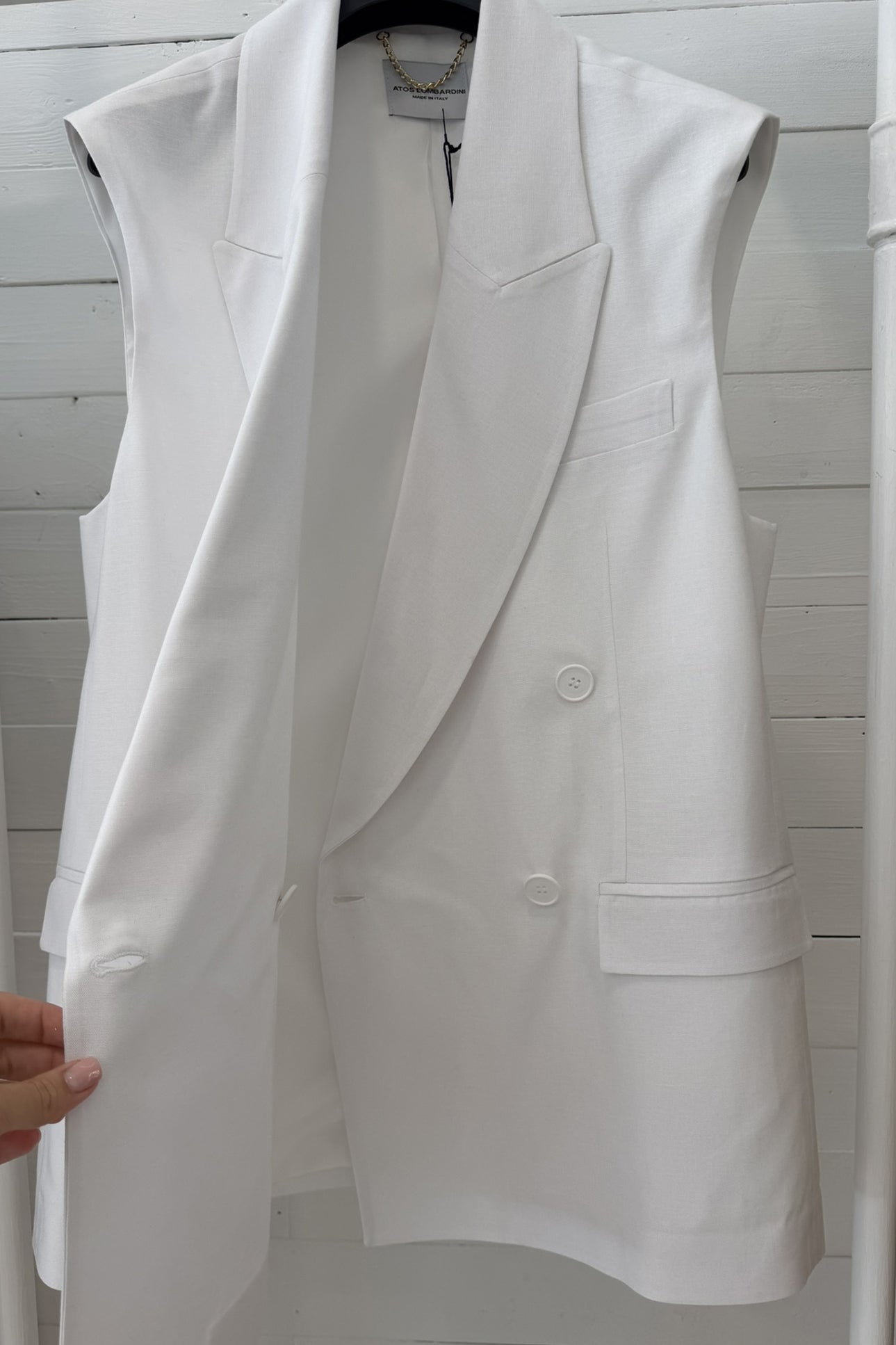 Gilet doppiopetto in lino e viscosa