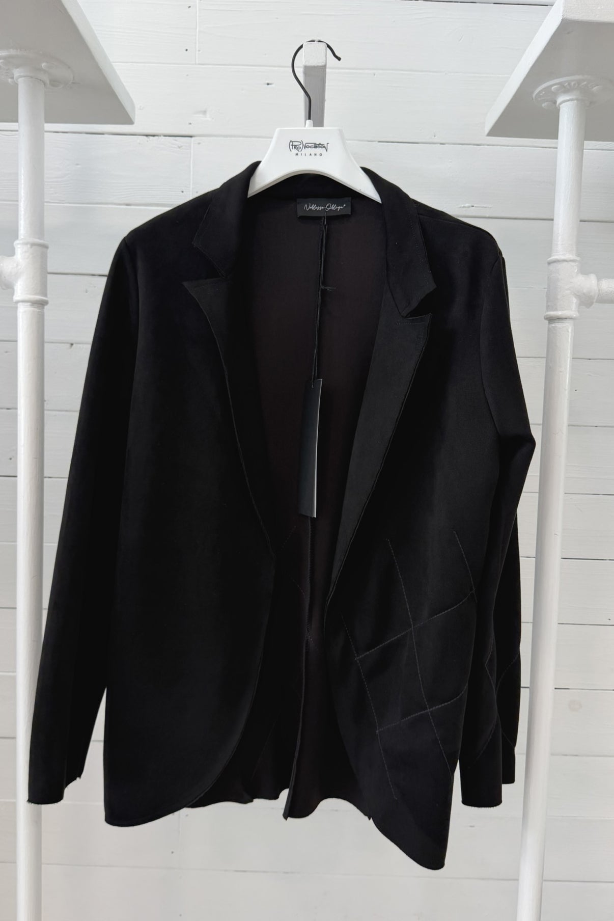 Blazer Aperto con Impunture Decorative