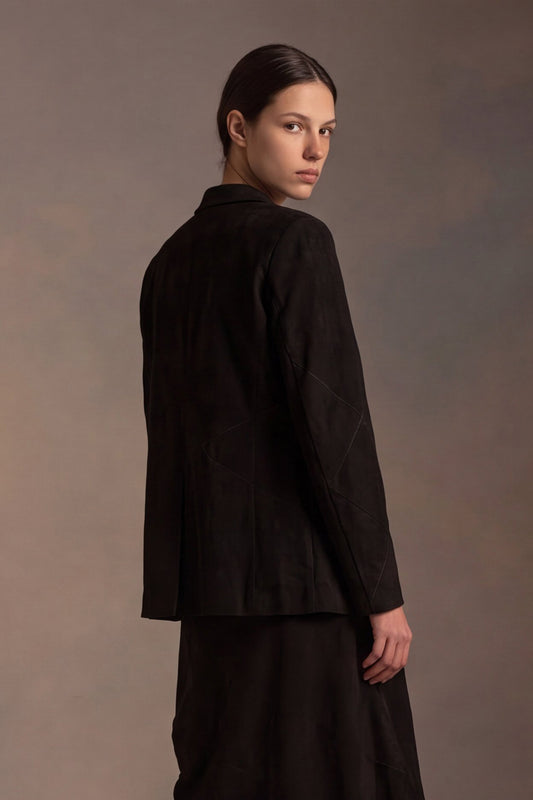 Blazer Aperto con Impunture Decorative