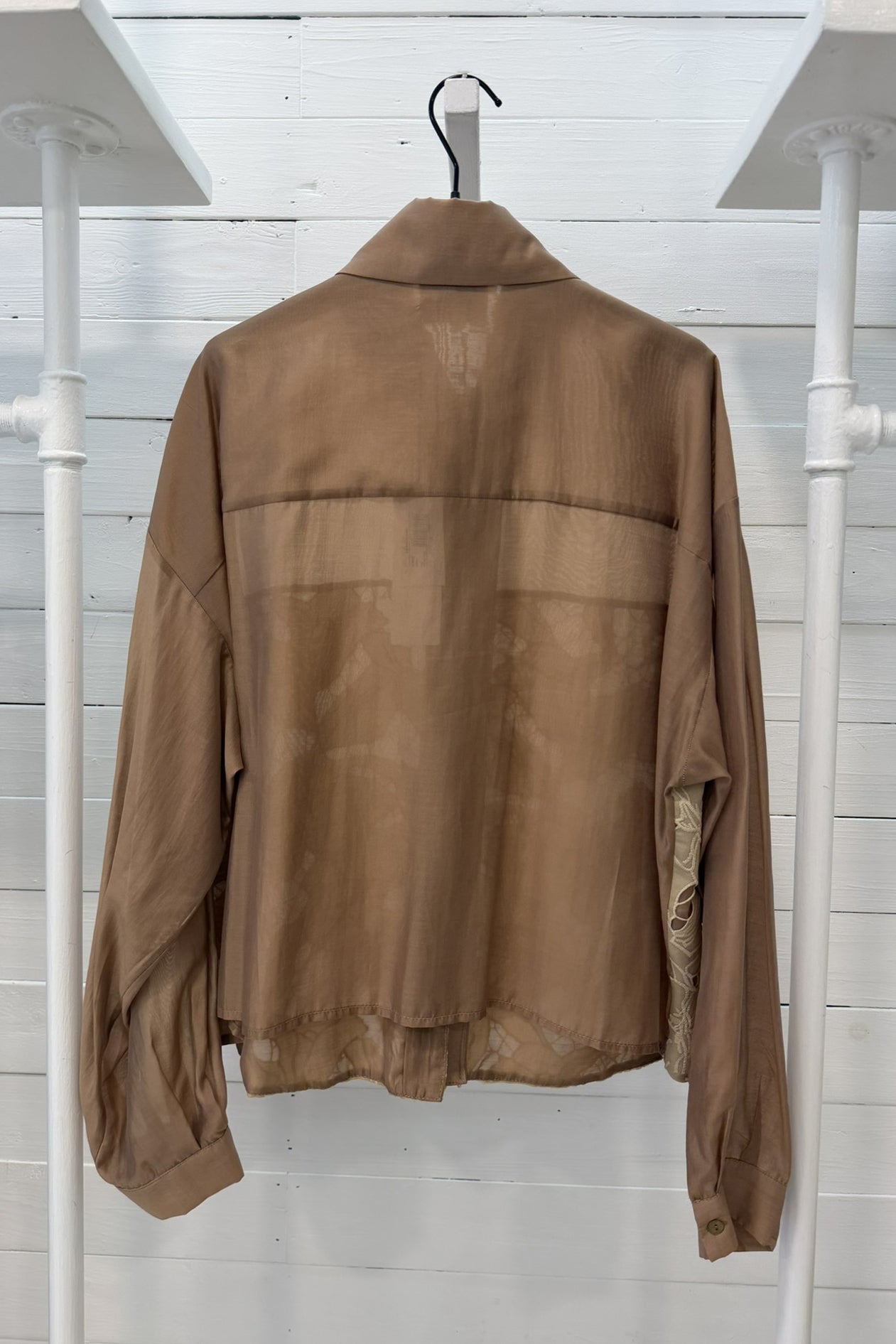 Camicia organza e pizzo ricamato