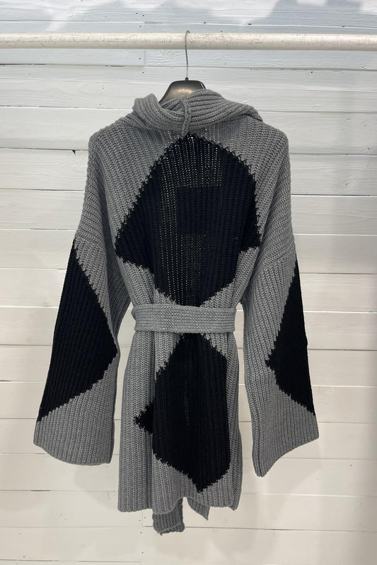 Cardigan lungo geometrico