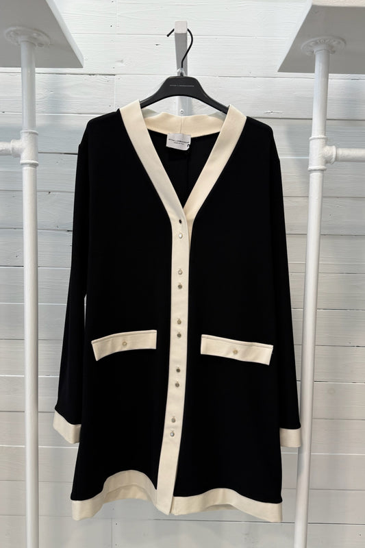 Cardigan/abito con bordi a contrasto