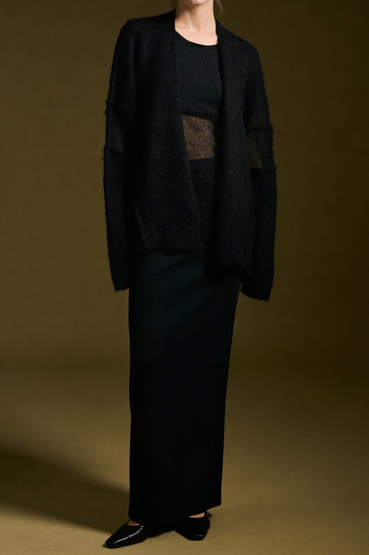 Cardigan aperto velato