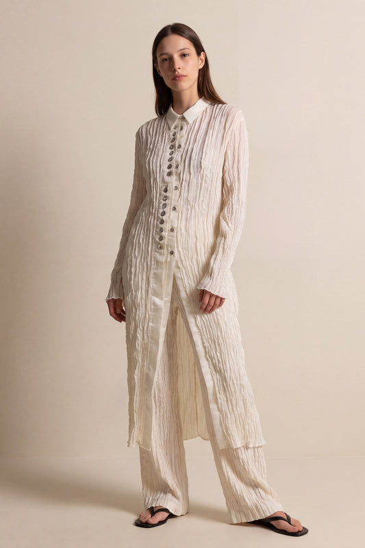 Camicia lunga con bottoni gioiello