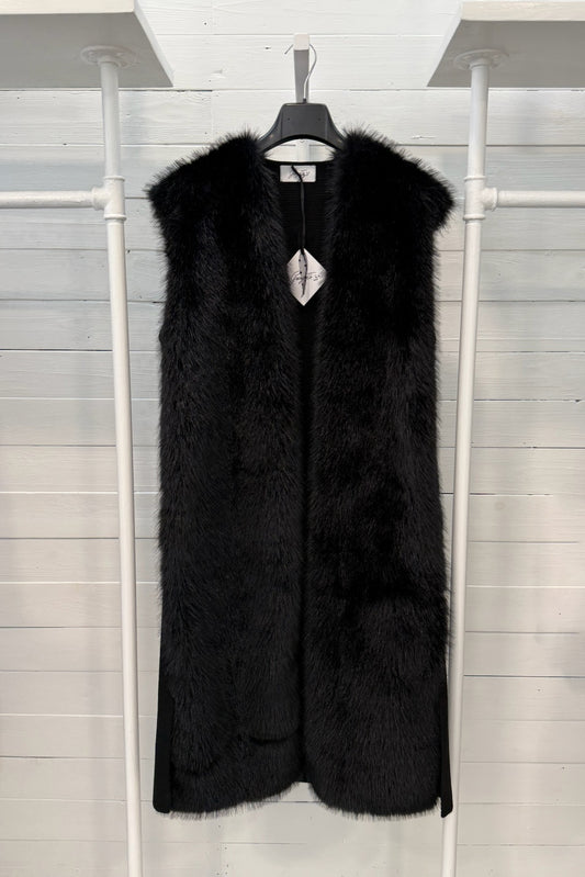 Gilet lungo ecopelliccia