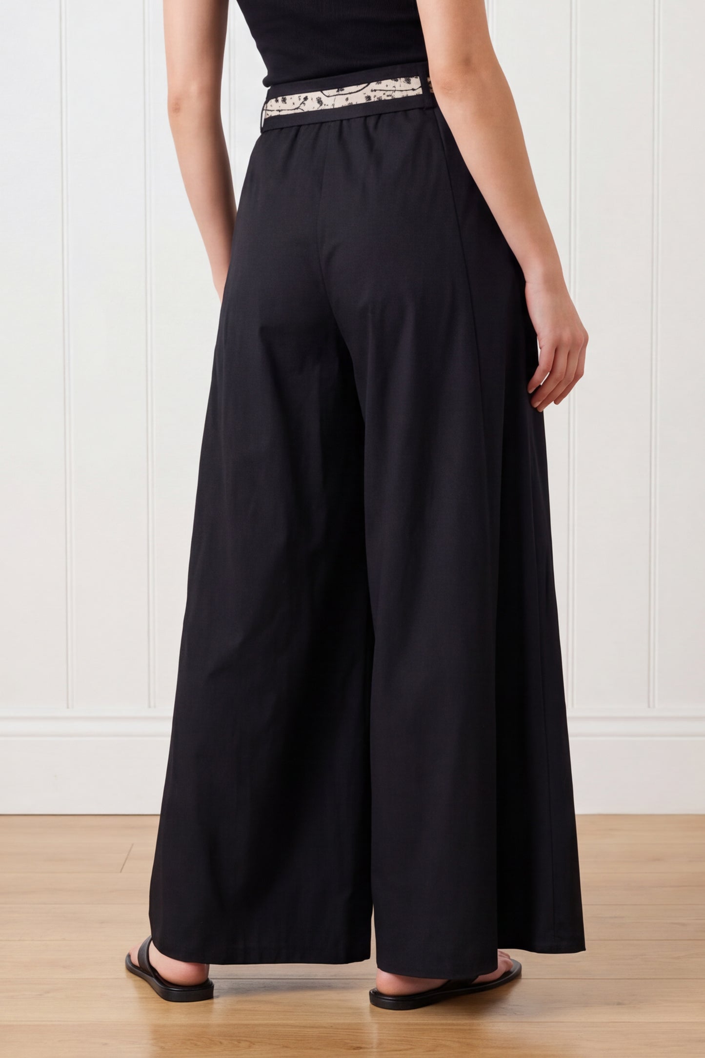 Pantalone Palazzo con Cintura Fantasia