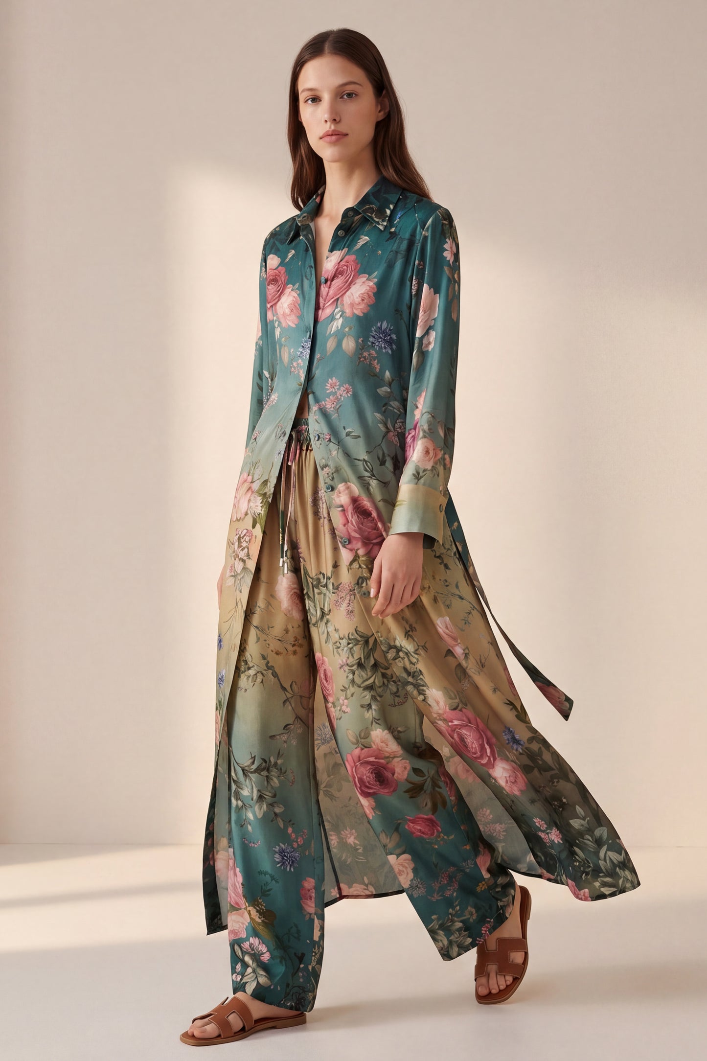 Pantalone floreale in viscosa