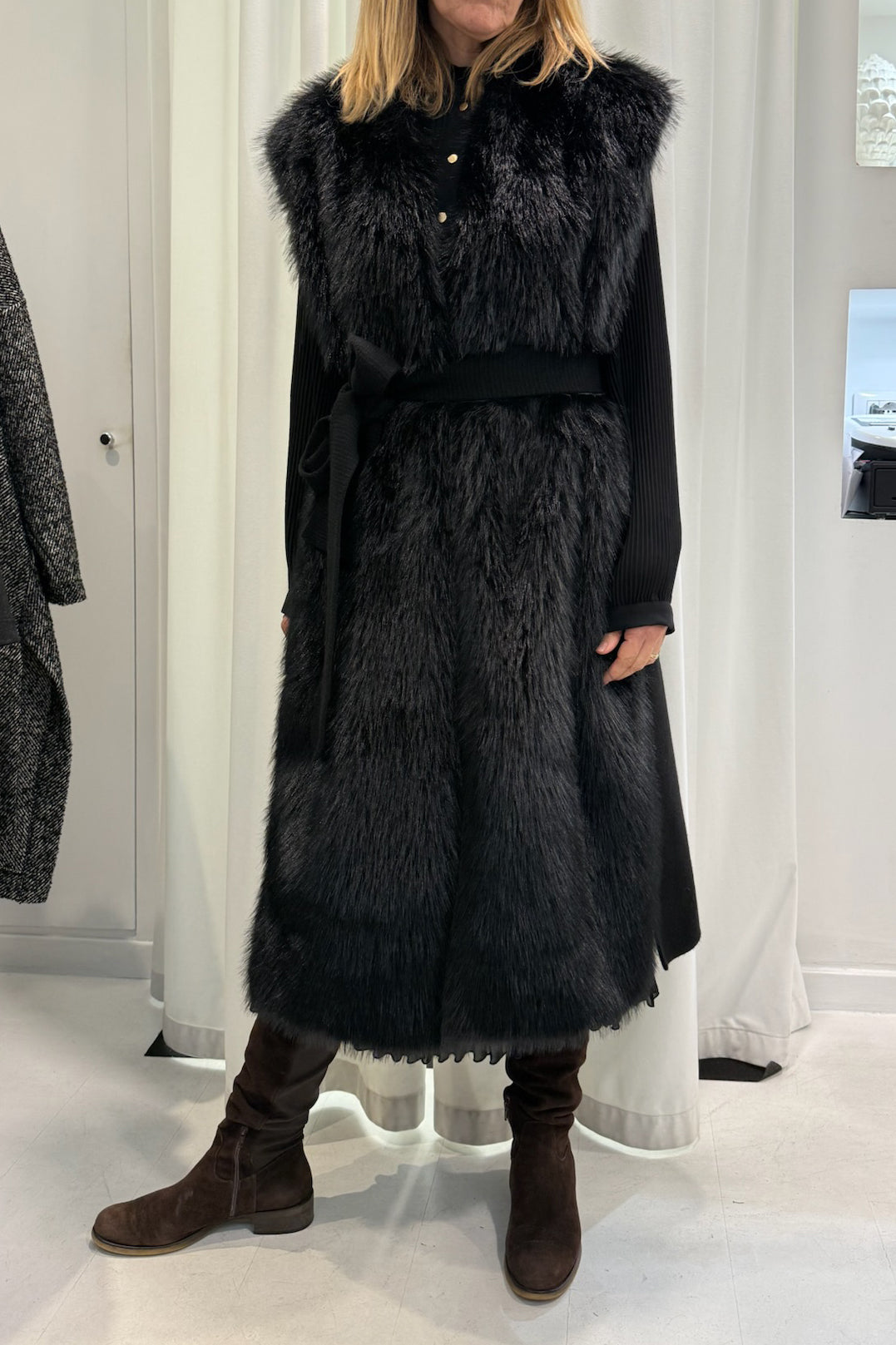 Gilet lungo ecopelliccia