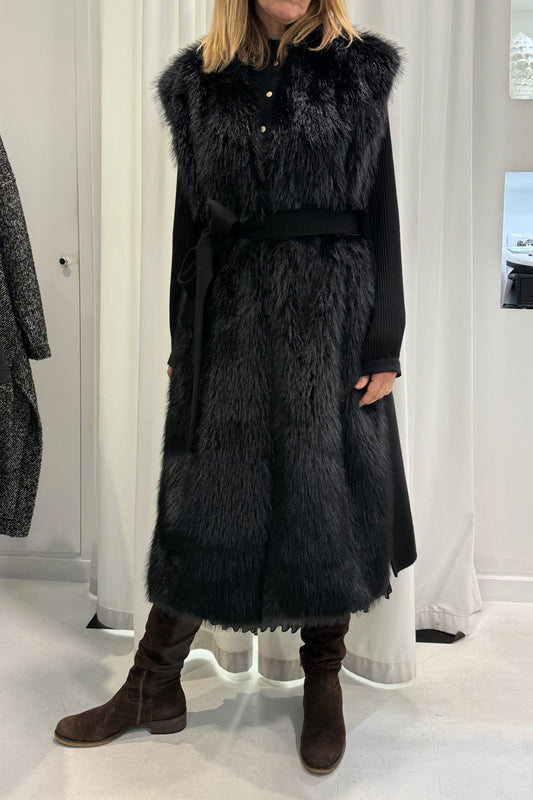 Gilet lungo ecopelliccia