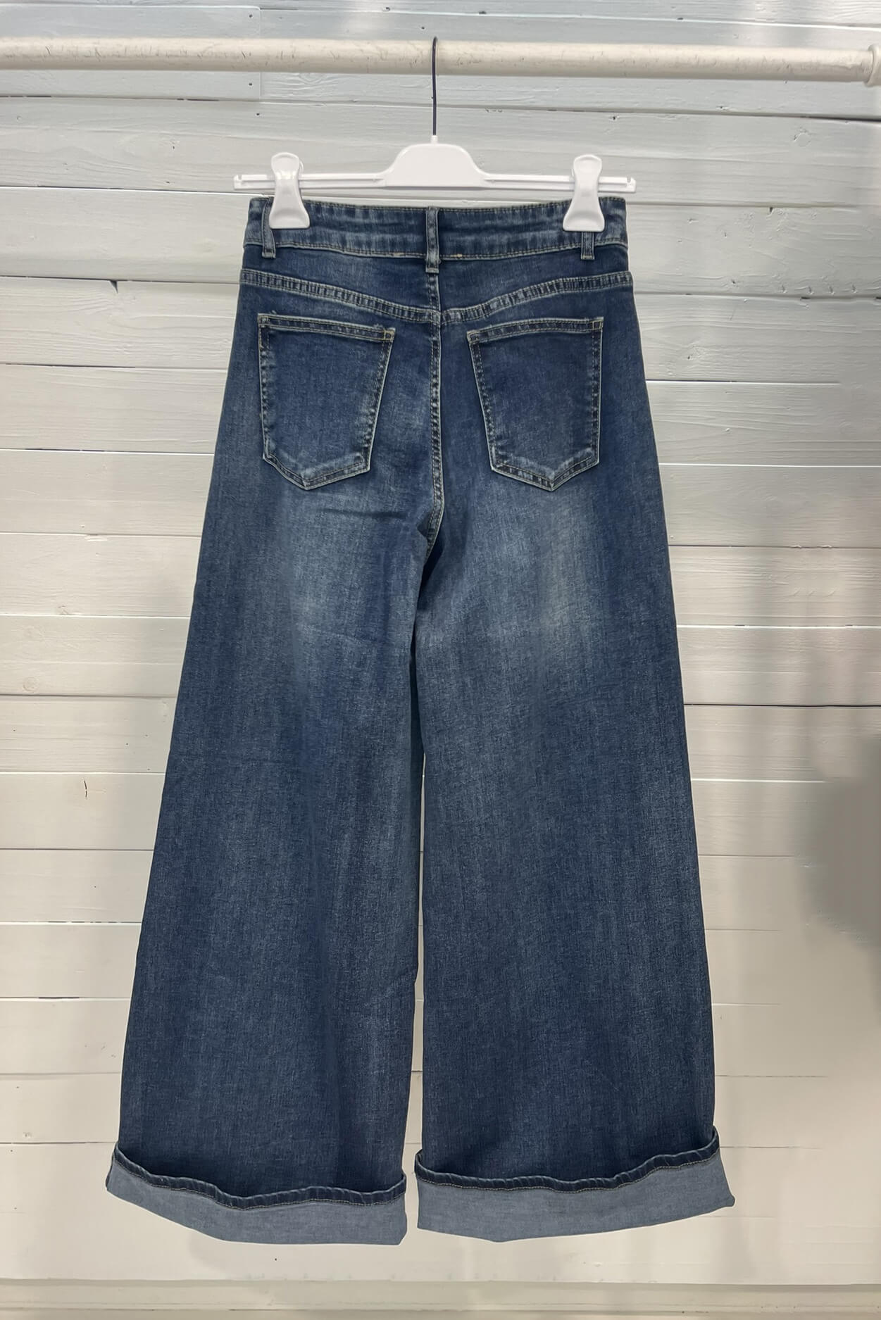 Jeans denim a gamba larga