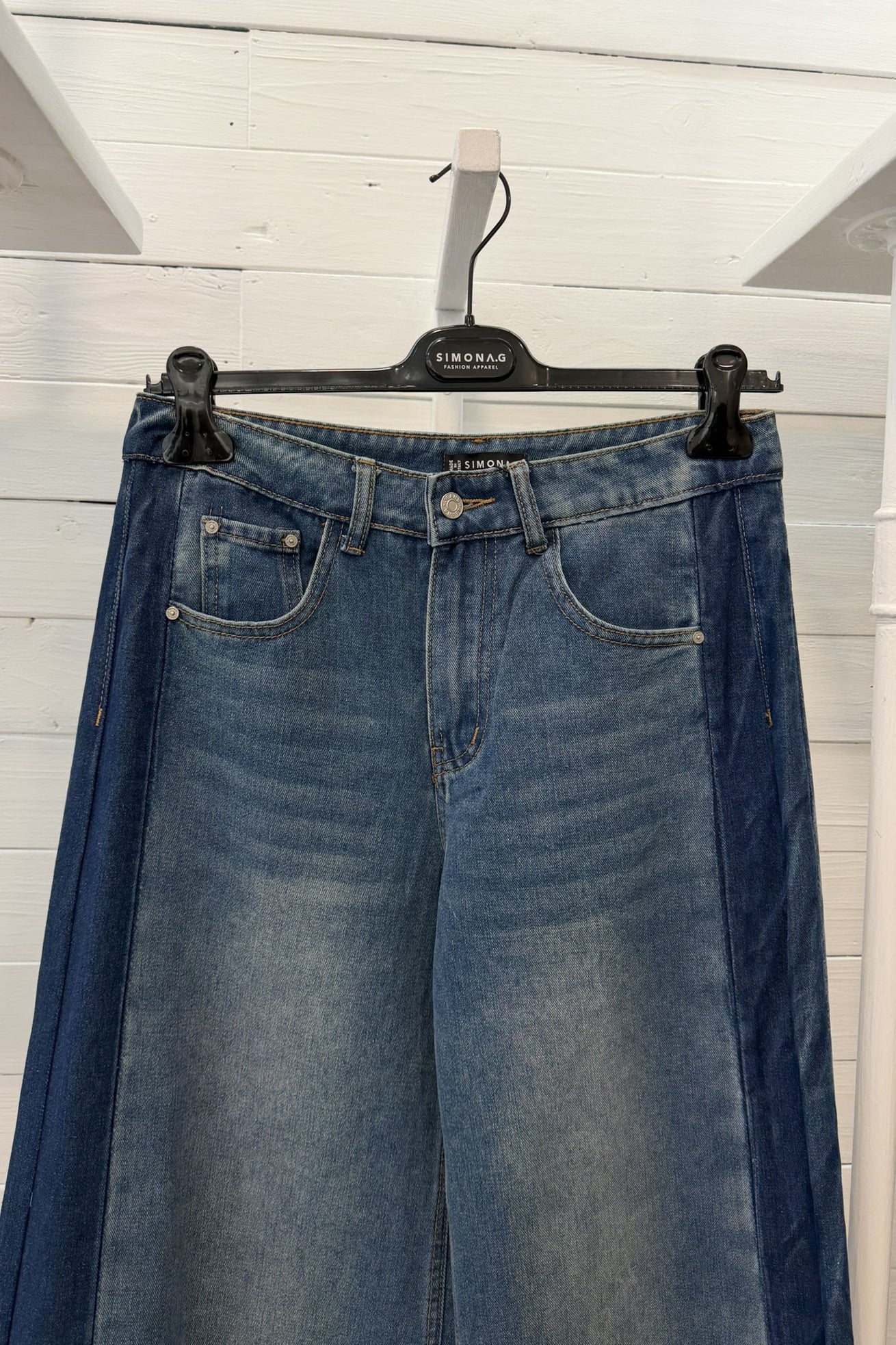 Jeans largo bicolore