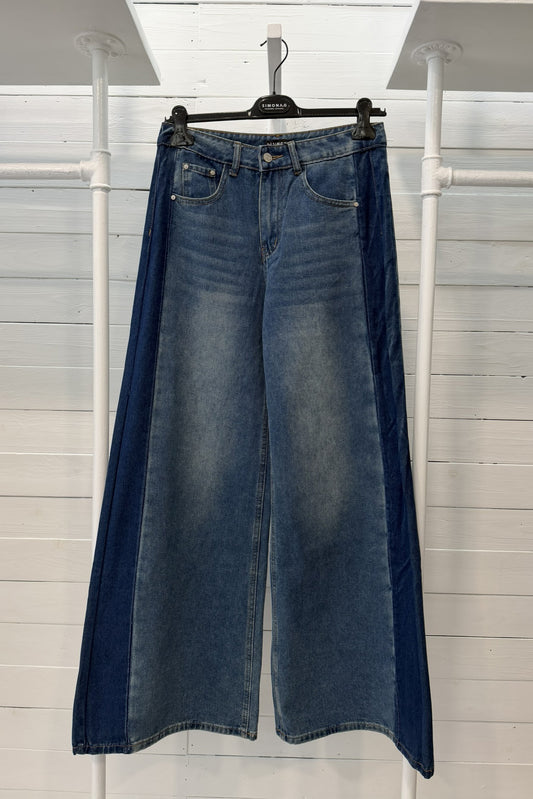 Jeans largo bicolore