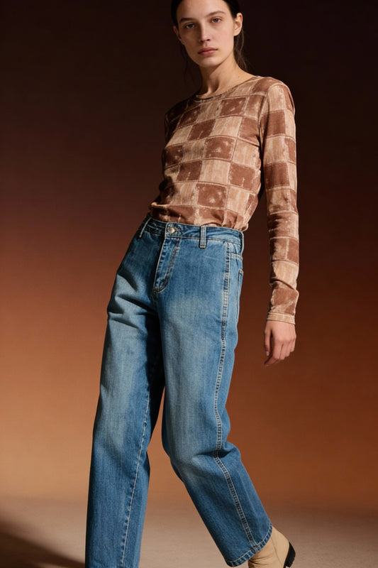 Jeans con tasche a filetto