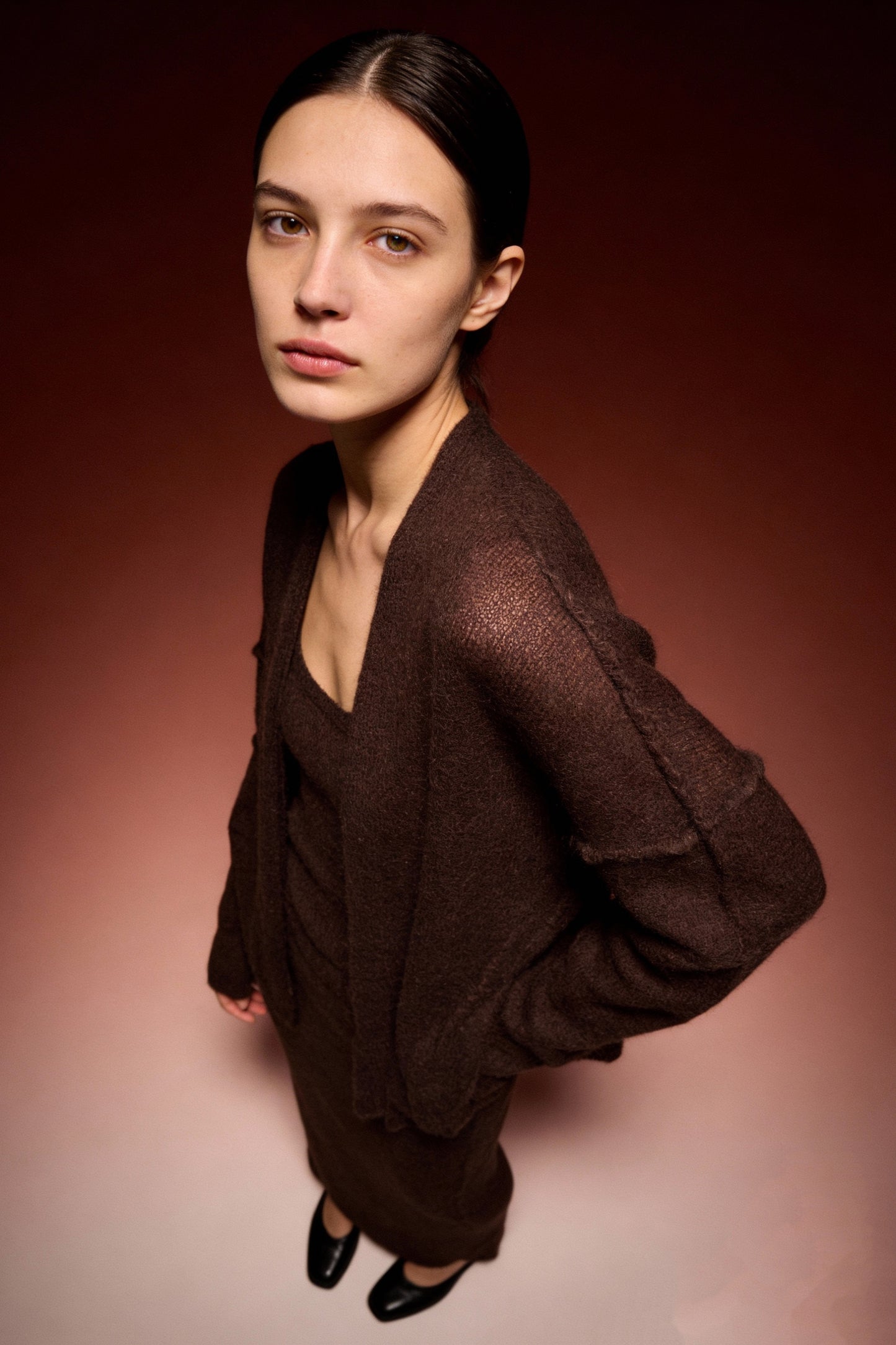 Cardigan aperto velato