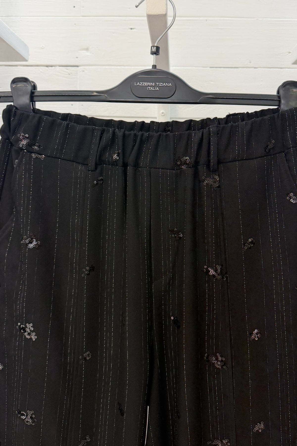 Pantalone a Ovetto Gessato con Paillettes