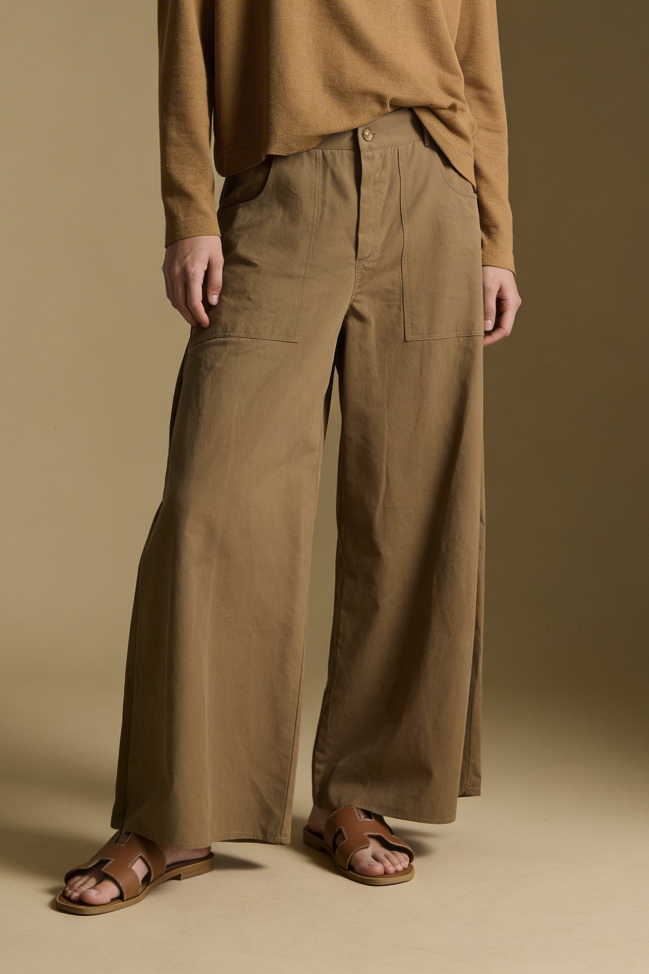 Pantalone wide leg cotone