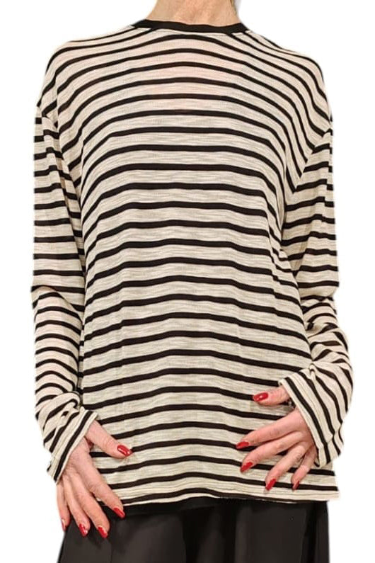 Maglia viscosa garzata a righe